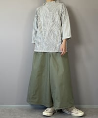 スカートに見えるワイドパンツ■ミリタリーヘリンボーンツイル■カーキ