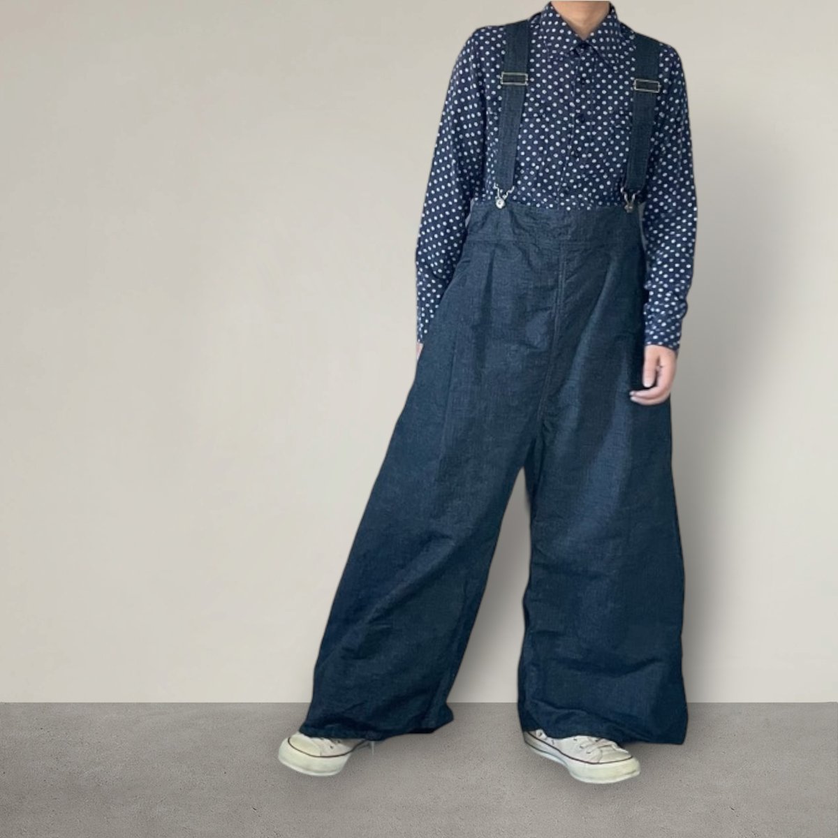 予約販売】バックスワイドオーバーオール□インディゴリップス