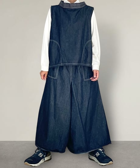 【予約】スカートに見えるワイドパンツ■国産デニム■onewash