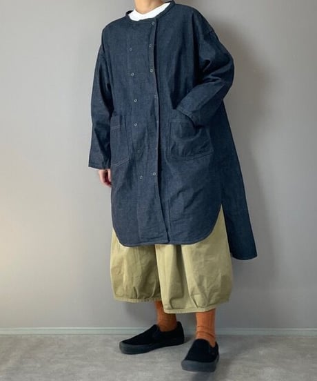 コックシャツ■インディゴリップストップ■onewash