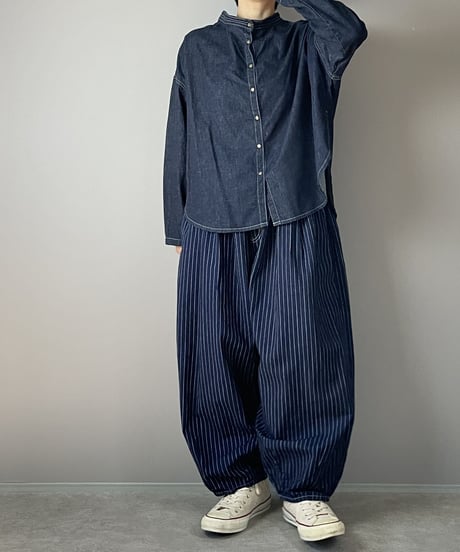 ■フーセンパンツ■インディゴピンストライプ■onewash