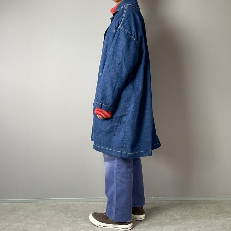 90s OLD UNIQLO デニム カバーオール いとおしく M グレーブルー