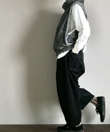 秋冬あったか■もこもこオフサイドベスト■杢チャコールグレー