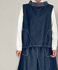 【予約】1枚でおしゃれに■スモックベスト■ 国産デニム ■onewash
