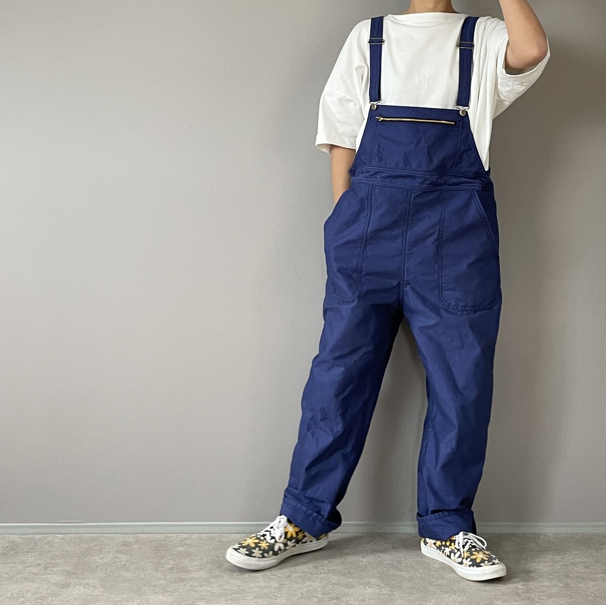 □フレンチワークオーバーオール□グルカコットンツイル◾️インク