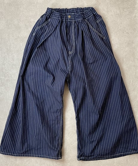 ワイドルーズパンツ■インディゴピンストライプ■onewash