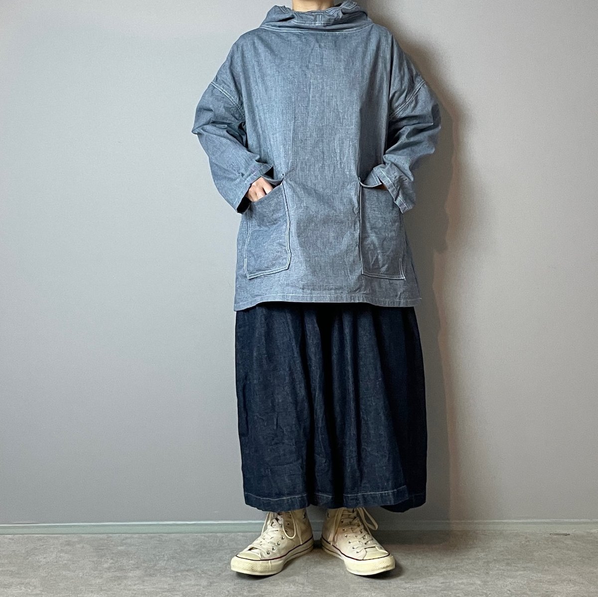 1/31販売開始◾️サルベージパーカー□9ozインディゴピンチェック