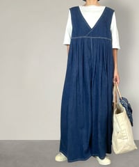 【予約販売】カシュクールサロペット■コバルトブルー■8ozヨコ糸グレーデニム■