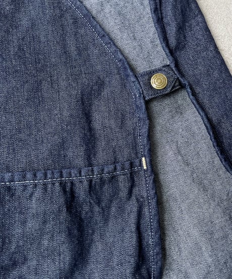 ラウンドネックベストエプロン◾️ 国産ムラデニム10oz■onewash