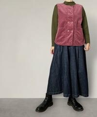 【限定】ダブルボタンベスト■細畝コーデュロイ■ディープピンク