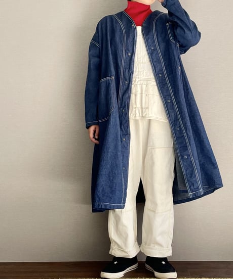 ■エンジニアシャツワンピ■コバルトブルー■8ozヨコ糸グレーデニム