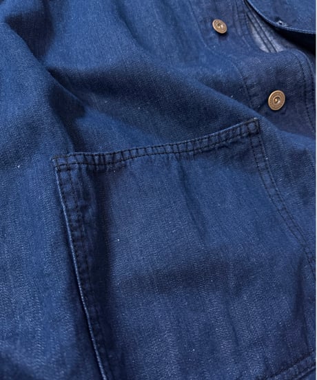 【限定】ミドルショールカバーオール■綿麻平織りデニム◾️ one wash