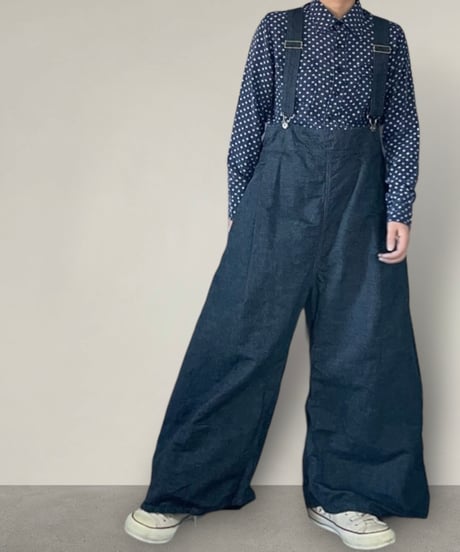 【予約販売】バックスワイドオーバーオール■インディゴリップストップ■onewash