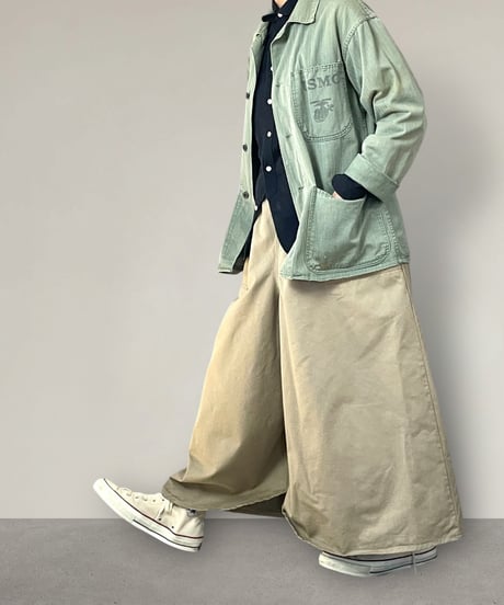 【予約販売】スカートに見えるワイドパンツ■チノ■ベージュ