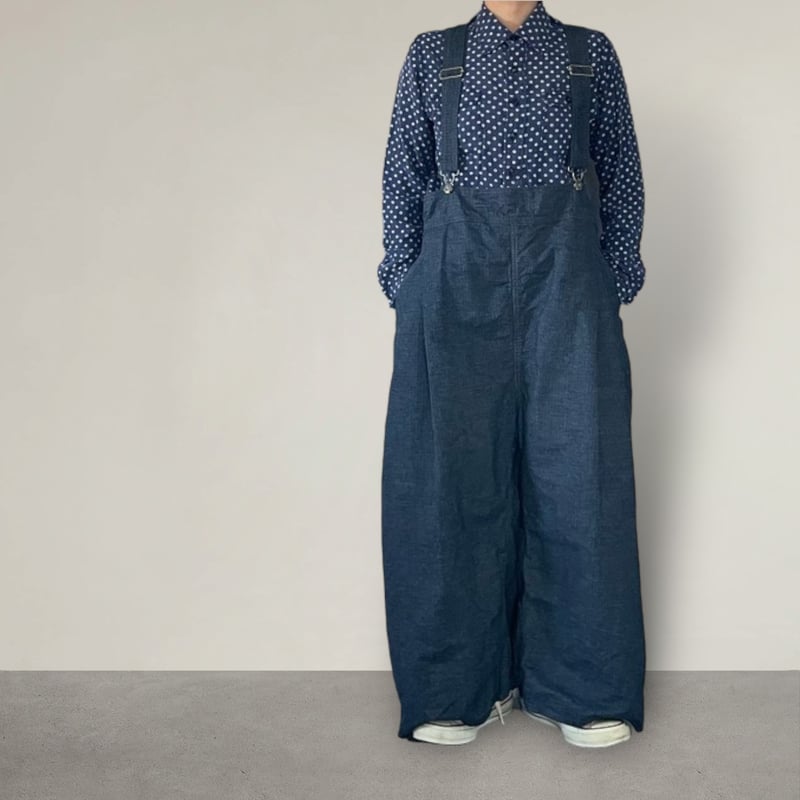 予約販売】バックスワイドオーバーオール□インディゴリップス