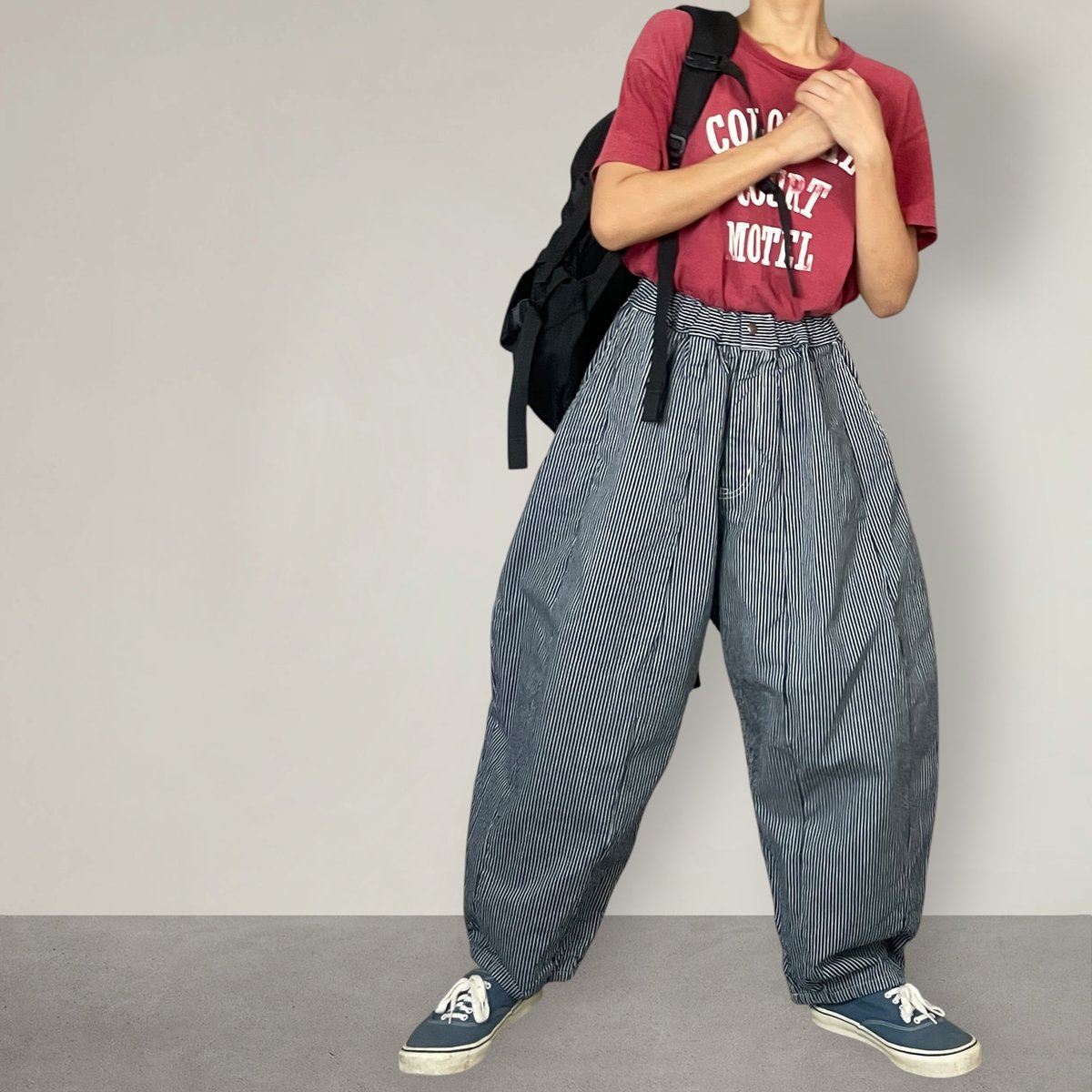 数量限定】アンクルリーフパンツ□ヒッコリー | NUU-GARMENT FACTORY