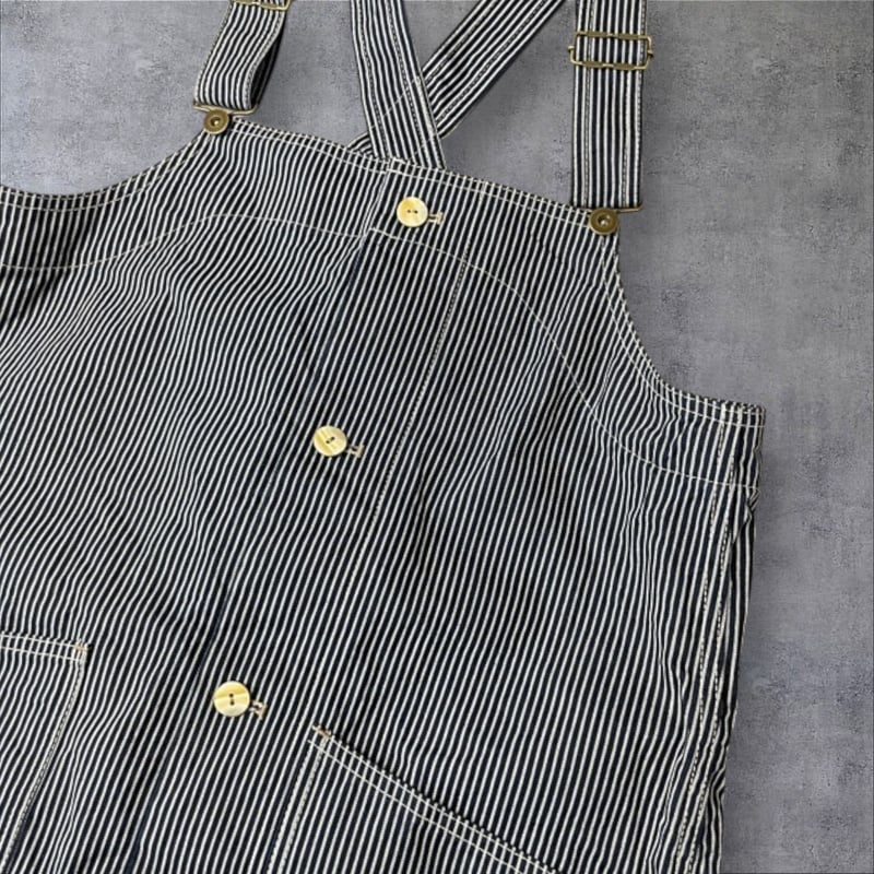 美品】 FUBU フブ ストライプ グレー ヒッコリー オーバーオール Y2K