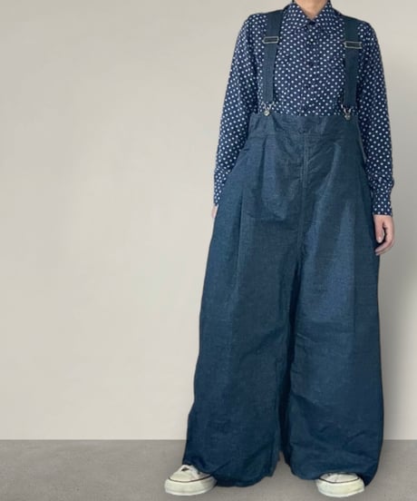 【予約販売】バックスワイドオーバーオール■インディゴリップストップ■onewash