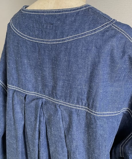 ■エンジニアシャツワンピ■コバルトブルー■8ozヨコ糸グレーデニム