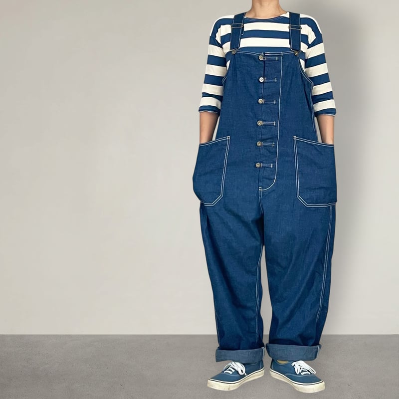デニムブルー オーバーオール オーバーオール メンズ デニム ワイドタイプ [品番：EH000006120