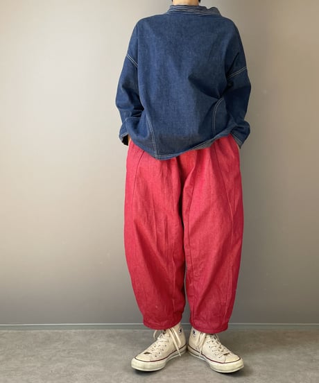 アンクルリーフパンツ■10ozカラーデニム■RED