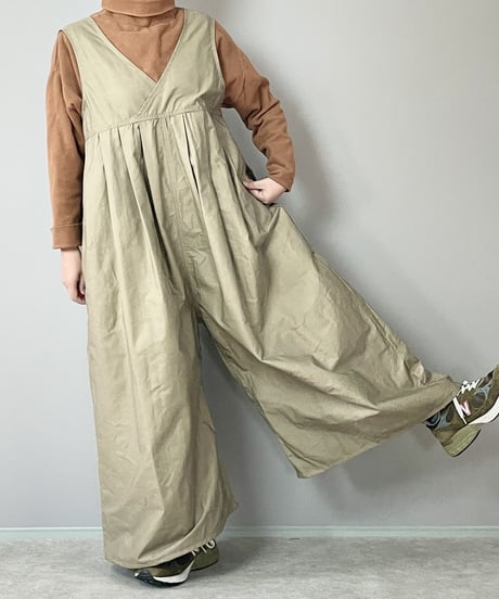 ■カシュクールサロペット■グリストーン■ベージュ