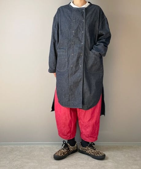 コックシャツ■インディゴリップストップ■onewash