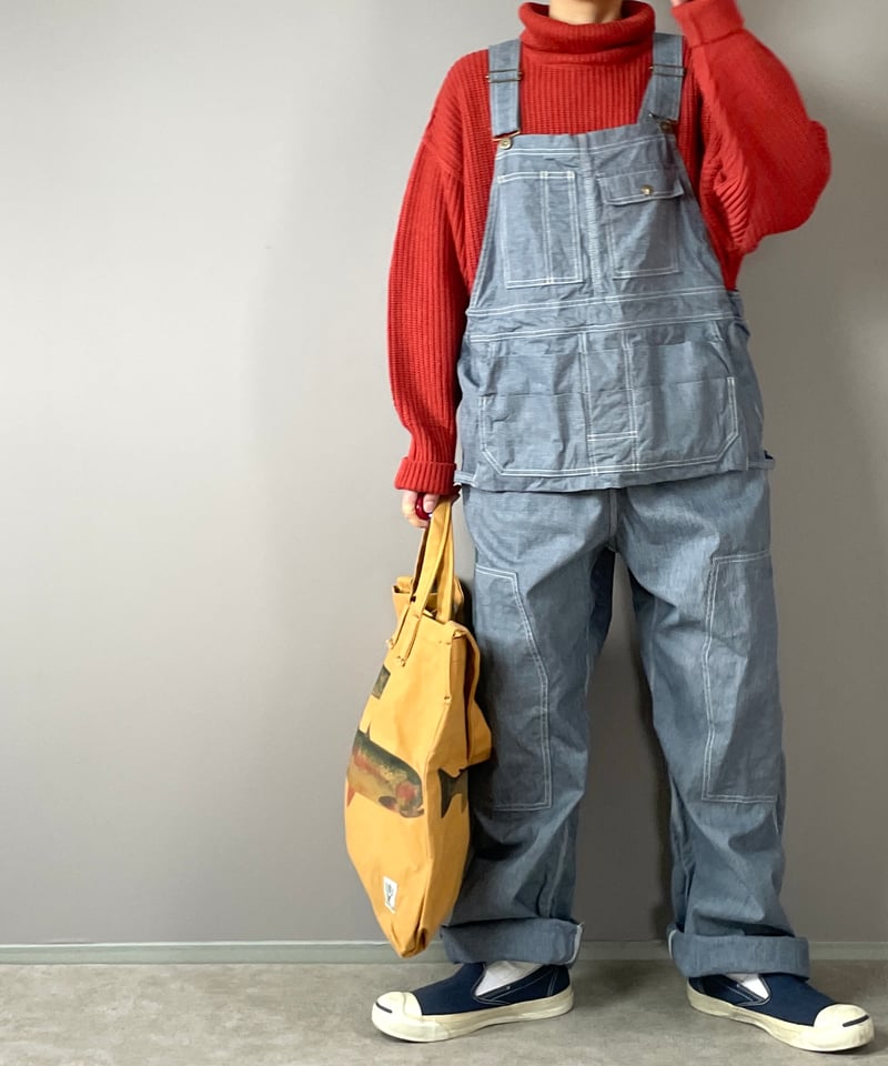 2/29販売開始◾️エプロンオーバーオール□9ozインディゴピンチェック