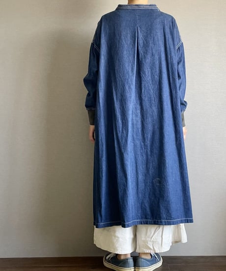 1/31販売開始■カンフーワンピース■コバルトブルー■8ozヨコ糸グレーデニム