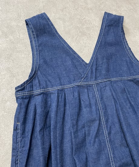 【予約販売】カシュクールサロペット■コバルトブルー■8ozヨコ糸グレーデニム■
