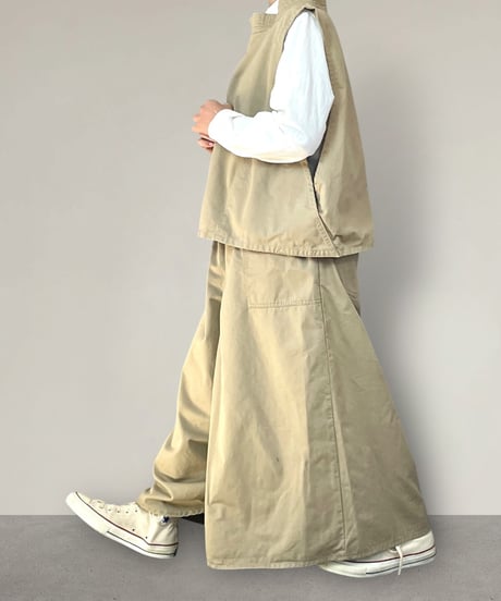 【予約販売】1枚でおしゃれに■スモックベスト■ チノ ■ベージュ