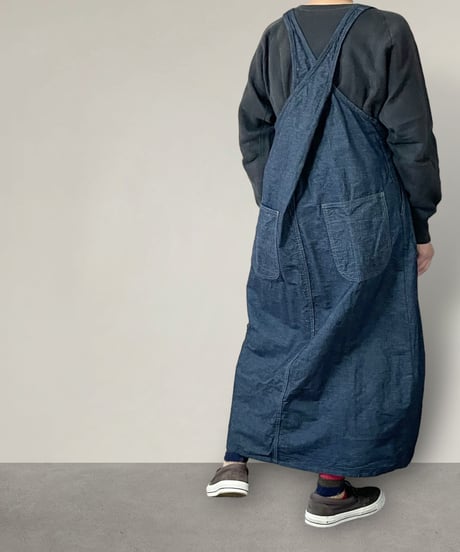 【予約販売】バックススカートオーバーオール■インディゴリップストップ■onewash