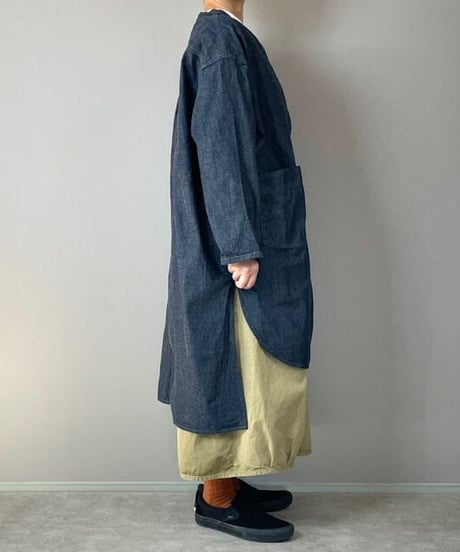コックシャツ■インディゴリップストップ■onewash