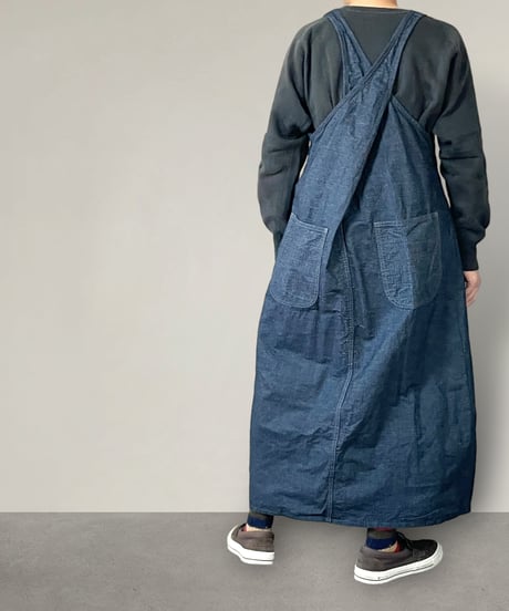 【予約販売】バックススカートオーバーオール■インディゴリップストップ■onewash