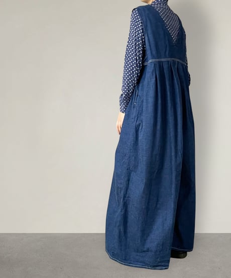 【予約販売】カシュクールサロペット■コバルトブルー■8ozヨコ糸グレーデニム■