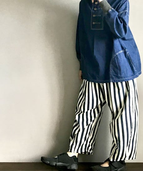 1/31販売開始■カンフースモック■コバルトブルー■8ozヨコ糸グレーデニム