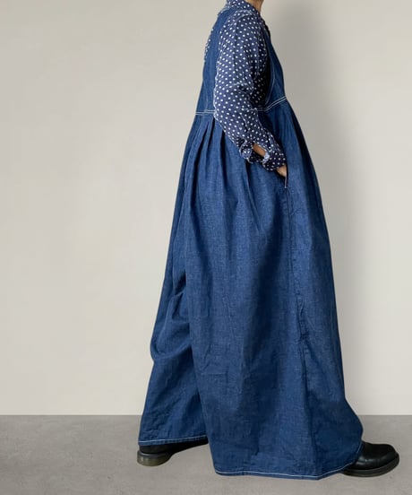 【予約販売】カシュクールサロペット■コバルトブルー■8ozヨコ糸グレーデニム■