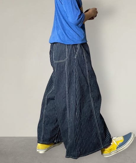 ハギーワイドパンツ■インディゴピンストライプ
