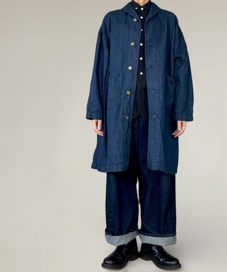【限定】ミドルショールカバーオール■綿麻平織りデニム◾️ one wash