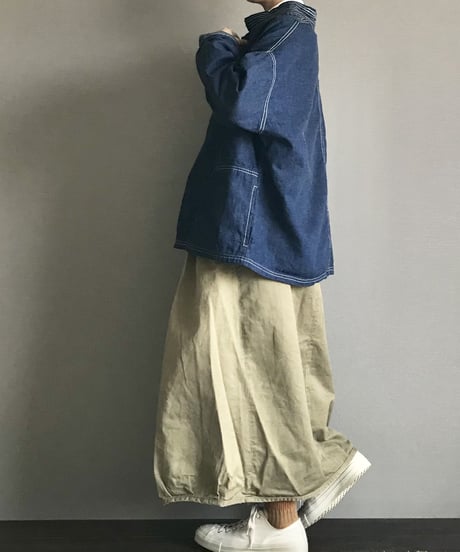 ■フィッシャーマンスモック■コバルトブルー■8ozヨコ糸グレーデニム