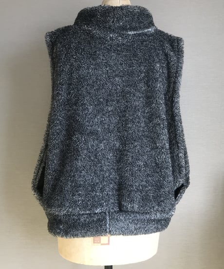 秋冬あったか■もこもこオフサイドベスト■杢チャコールグレー