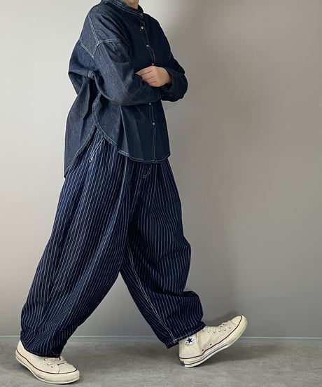 ■フーセンパンツ■インディゴピンストライプ■onewash