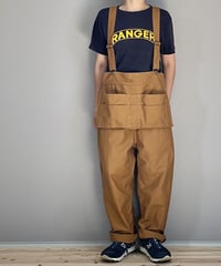 ■バックスエプロンオーバーオール■ミリタリーバックサテン■キャメル