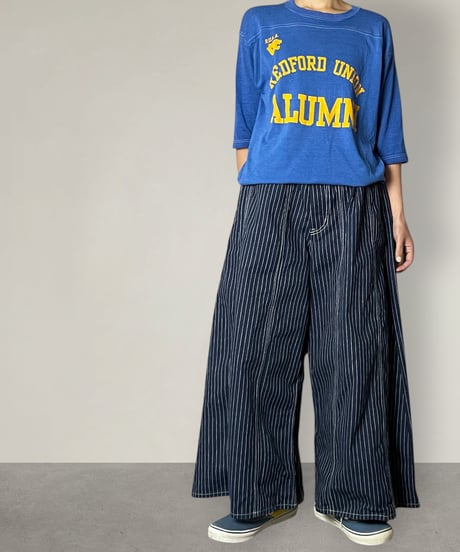 ハギーワイドパンツ□インディゴピンストライプ | NUU-GARMENT FACTORY