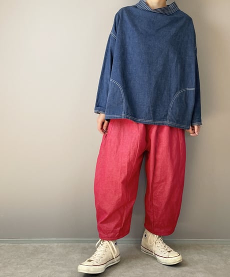 アンクルリーフパンツ■10ozカラーデニム■RED