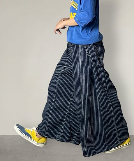 ハギーワイドパンツ■インディゴピンストライプ