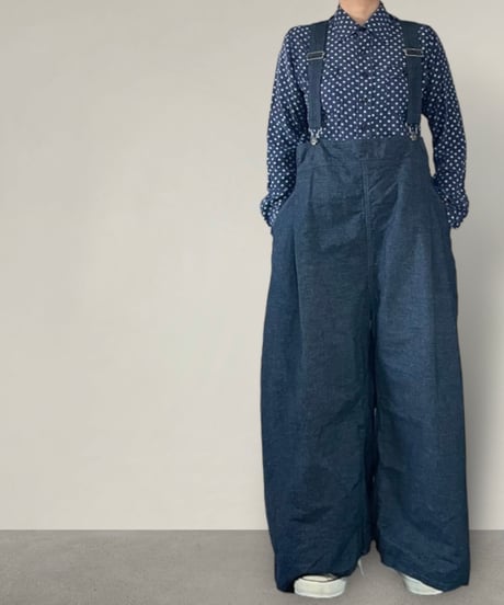 【予約販売】バックスワイドオーバーオール■インディゴリップストップ■onewash