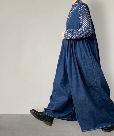 【予約販売】カシュクールサロペット■コバルトブルー■8ozヨコ糸グレーデニム■