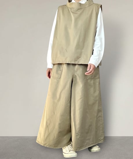 【予約販売】1枚でおしゃれに■スモックベスト■ チノ ■ベージュ