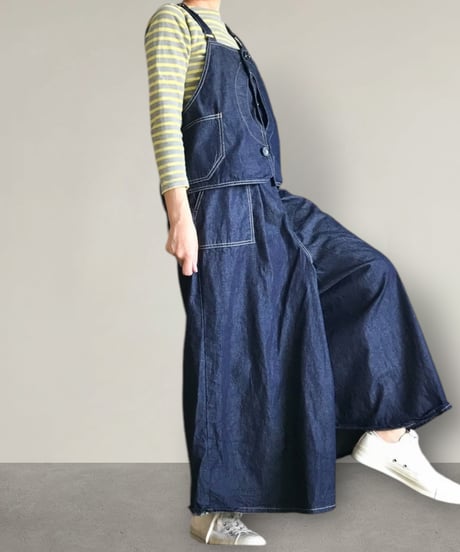 【予約】スカートに見えるワイドパンツ■国産デニム■onewash